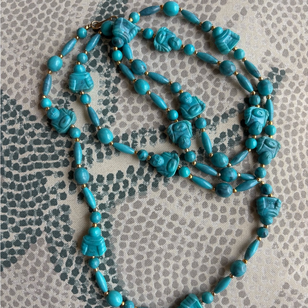 Blue Turquoise Necklace with Organic Beads